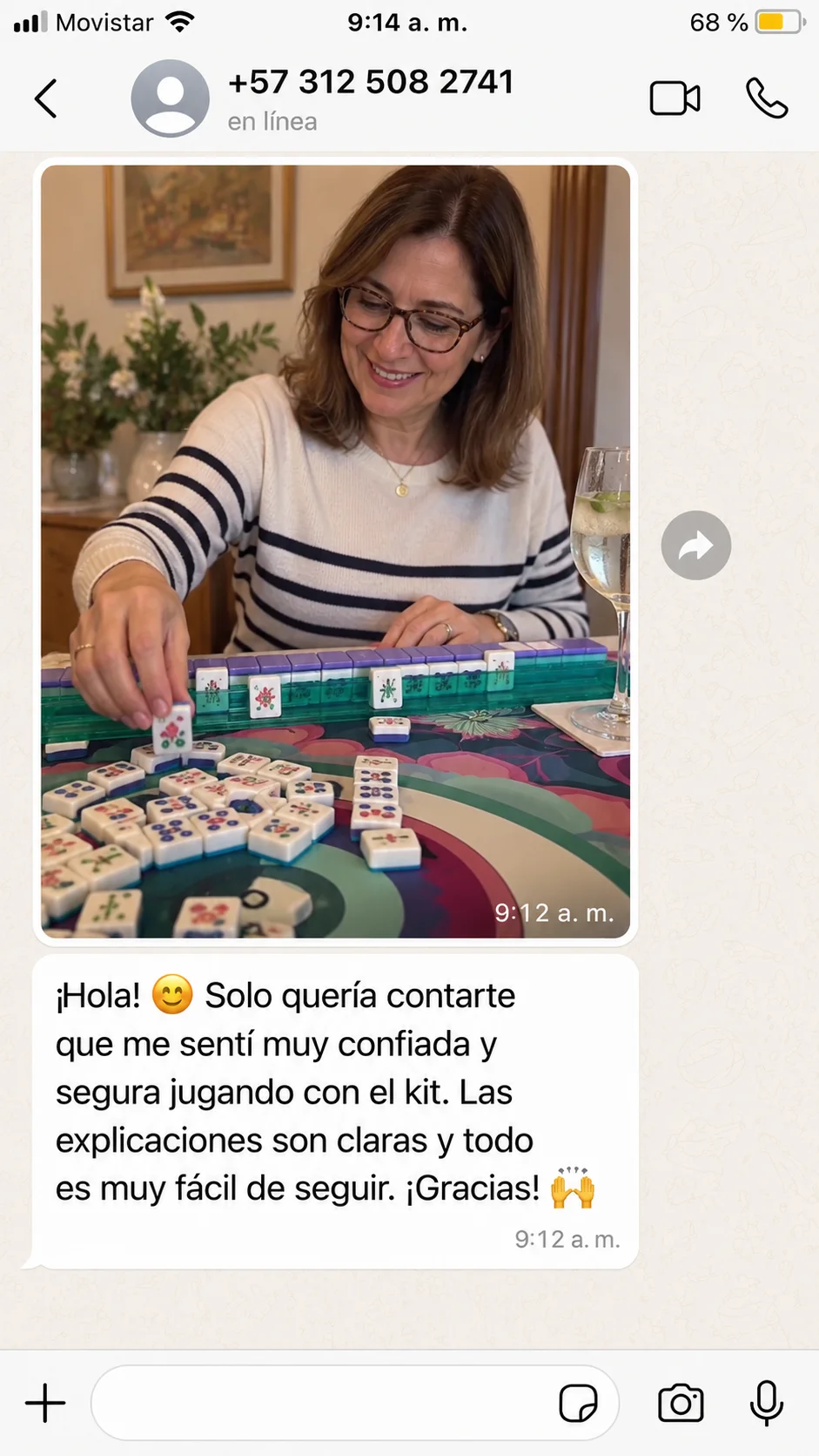 Testimonio de cliente sobre el kit de Mahjong Americano