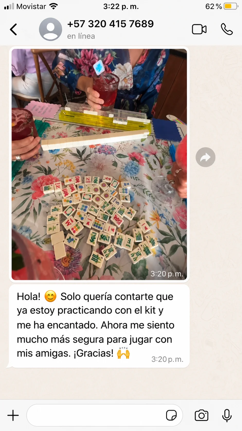Testimonio de cliente sobre el kit de Mahjong Americano