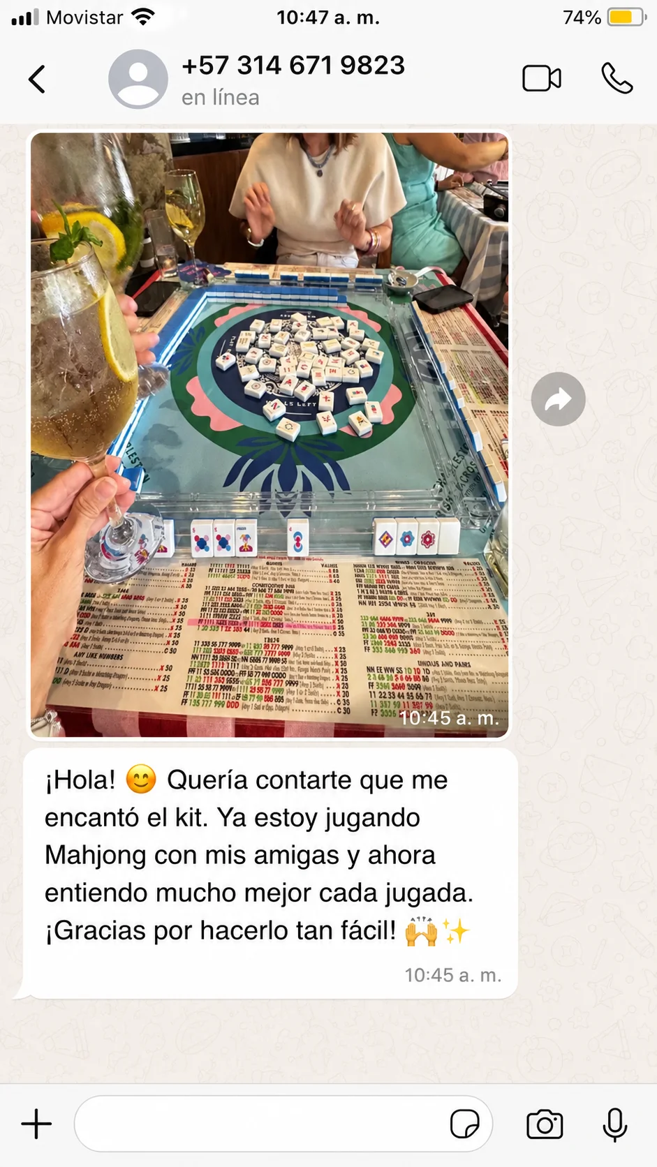 Testimonio de cliente sobre el kit de Mahjong Americano