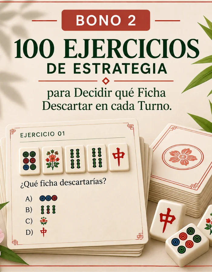 Hojas de ejercicios impresos con manos de mahjong para elegir el descarte
